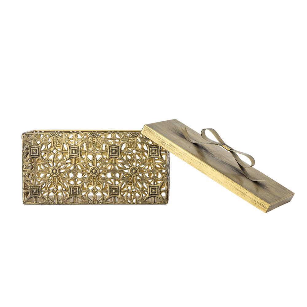 Bloomingville Gretl Box mit Deckel Gold Metall Weihnachtsdeko Aufbewahrungsbox