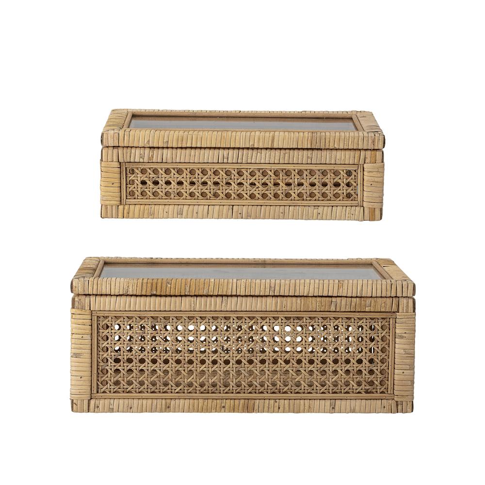 Bloomingville Lally Schachteln 2er Set Rattan Natur Dekobox Aufbewahrungsbox