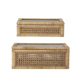 Bloomingville Lally Schachteln 2er Set Rattan Natur Dekobox Aufbewahrungsbox