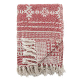Bloomingville Oia Weihnachtsdecke Rot 160 x 130 cm mit Schneeflocken-Muster