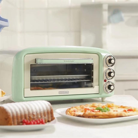 Ariete Vintage Mini Backofen, Grün, 18L Elektrobackofen im Retro-Design, 1380W, 230°C