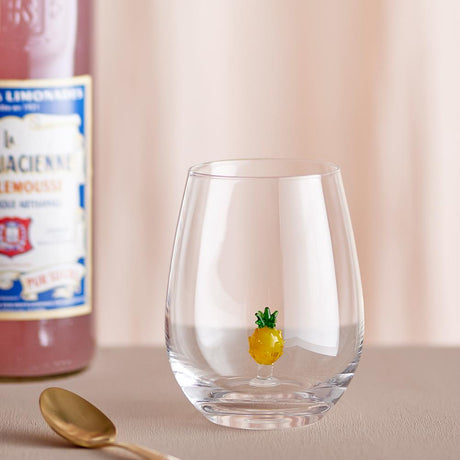 Bloomingville Misa Trinkglas, 560 ml, aus Glas mit Ananasfigur im Inneren
