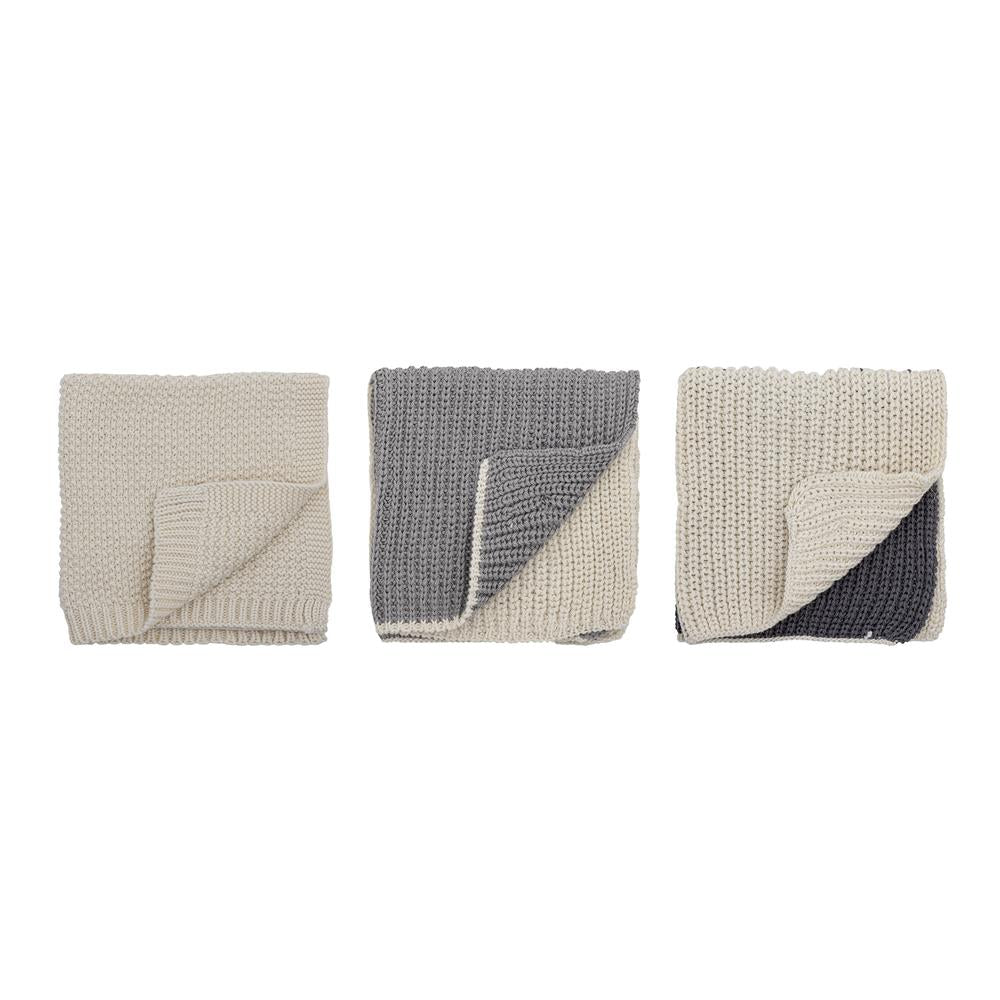 Bloomingville Odette Spültuch grau L27 cm aus Baumwolle – 3er Set für Küche & Spüle