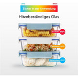 LocknLock The Clear Glas Frischhaltedose 380 ml blau - Ofenform mit Deckel, mikrowellengeeignet, BPA-frei