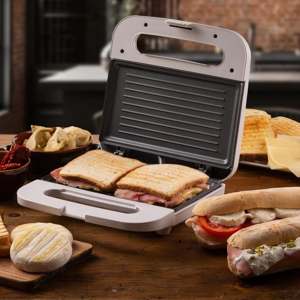 Ariete Breakfast Sandwich Maker, Weiß, Kontaktgrill für Sandwiches, Klassisches Design