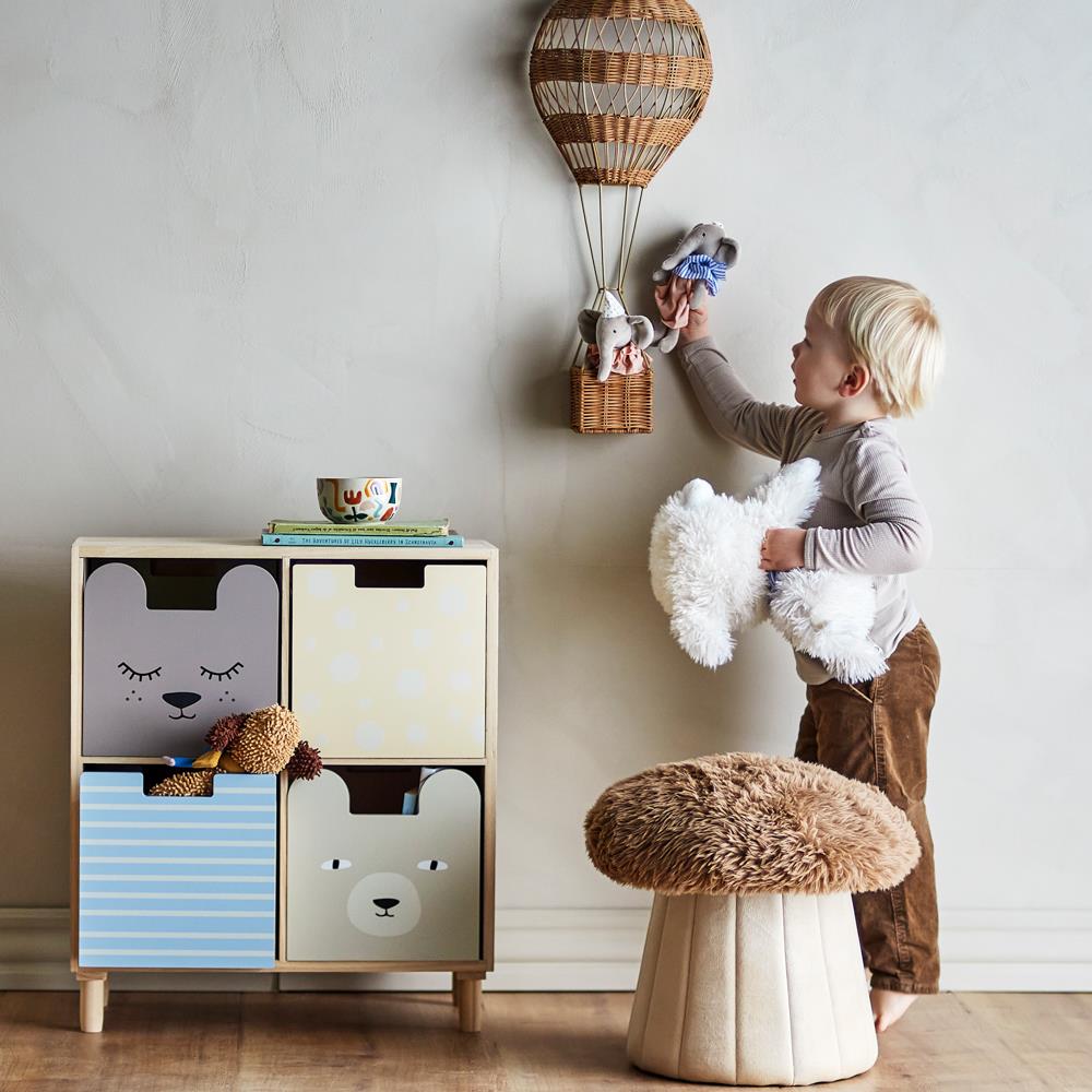 Bloomingville MINI Huggi Wandkorb natur - Rattan Wandkorb Heißluftballon für Kinderzimmer & Aufbewahrung