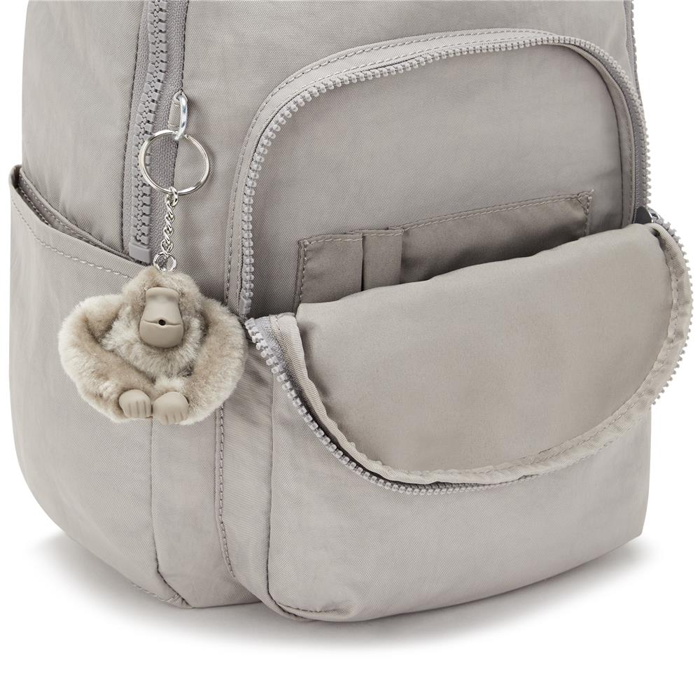 Kipling SEOUL S, Kleiner Rucksack, Grey Gris (grau), 14L, mit 11-Zoll-Tabletfach