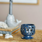 Bloomingville Patty Teelichthalter Blau Steingut D9xH8,5 cm Vintage