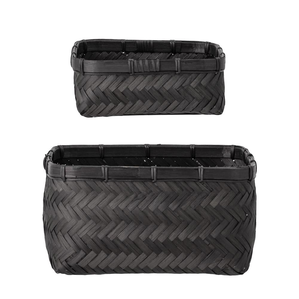 Bloomingville Donia Körbe 2er Set, schwarz gefärbter Bambus, dänisches Design