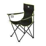 NILS CAMP Campingstuhl Schwarz-Limettengrün - klappbarer Klappstuhl mit Becherhalter für Camping & Garten