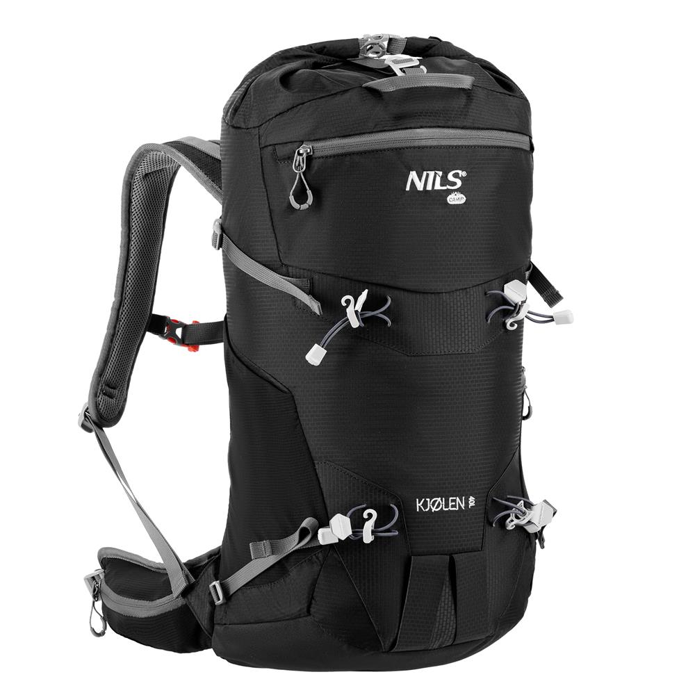 NILS CAMP Trekkingrucksack Kjolen 40L in Schwarz - Outdoor Rucksack mit Belüftung & Regenhülle