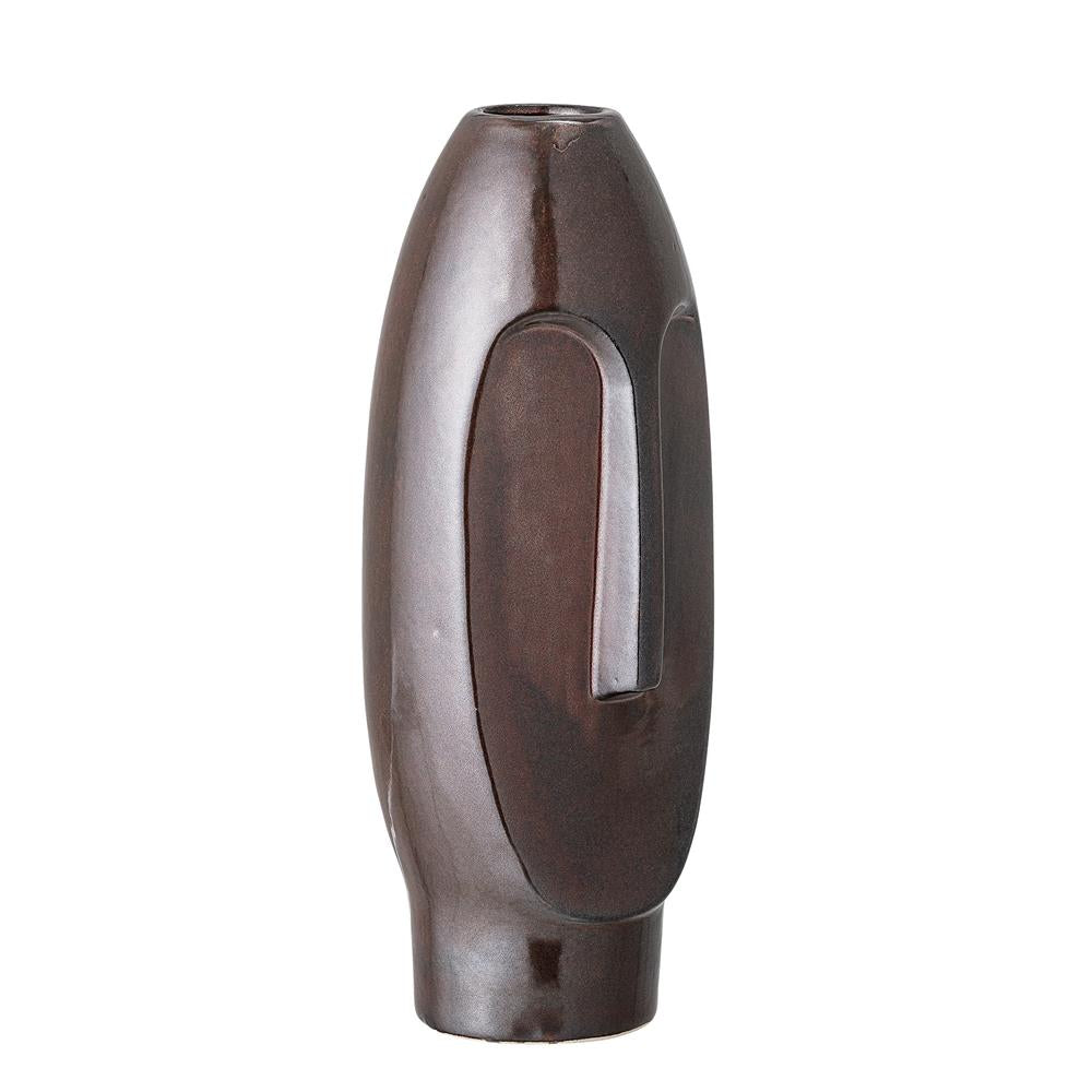 Bloomingville Daviid Vase Braun Steingut 10,5 x 26 cm Dekovase Blumenvase