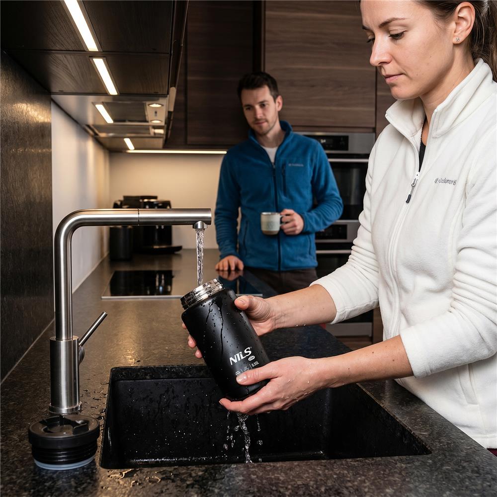 NILS CAMP Speisethermos 550 ml Schwarz Edelstahl Thermobehälter auslaufsicher