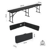NILS CAMP Klappbank 180 cm Dunkelgrau für Garten Camping Events faltbare Sitzbank Outdoor
