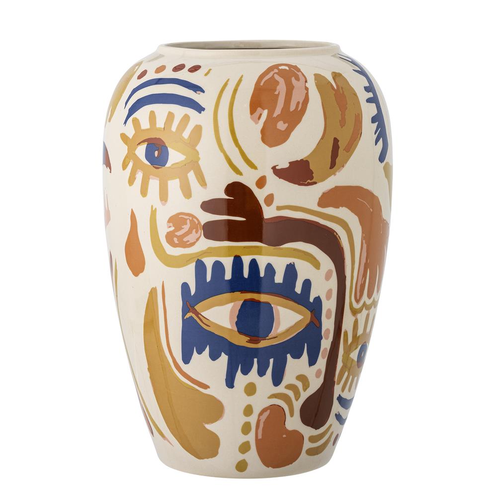 Bloomingville Horus Vase Bunt Steingut D22xH32 cm – dekorative Motivvase