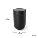 Umbra Touch Abfalleimer 6 L mit Schwingdeckel, in Schwarz, Kosmetikeimer, Papierkorb, Badezimmereimer