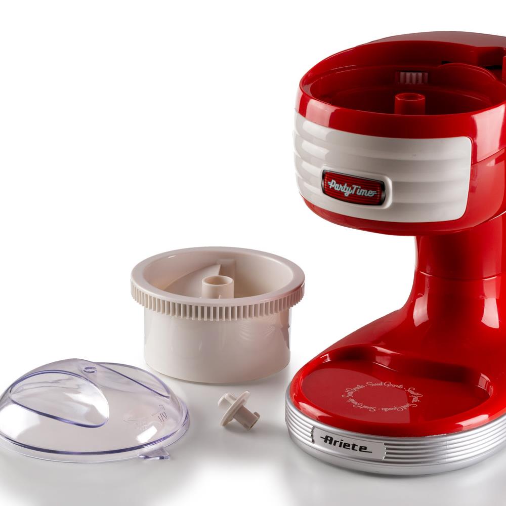 Ariete Party Time Ice Crusher, Rot, Eiscrusher für Cocktails & Slush, Retro-Design, 50er Jahre-Stil