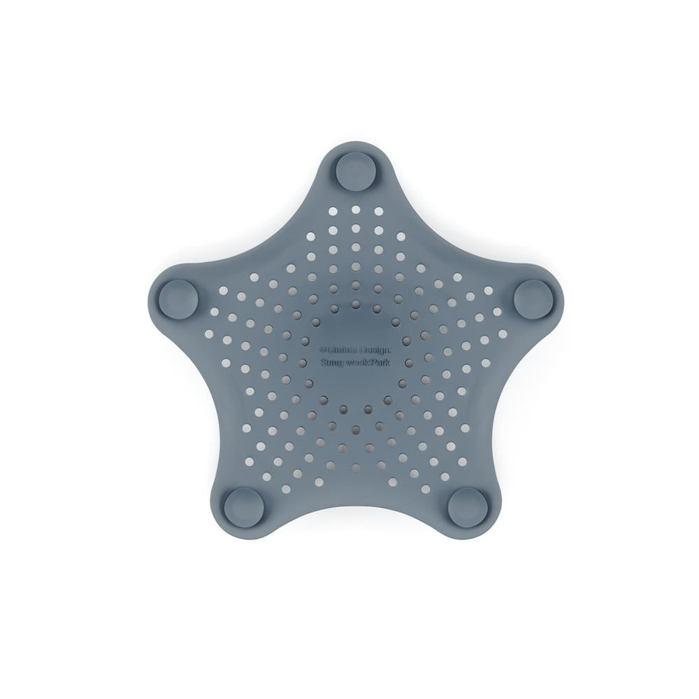 Umbra Starfish Abfluss Haarfänger mit Saugnäpfen, Silikon Abflusssieb, in Schieferblau