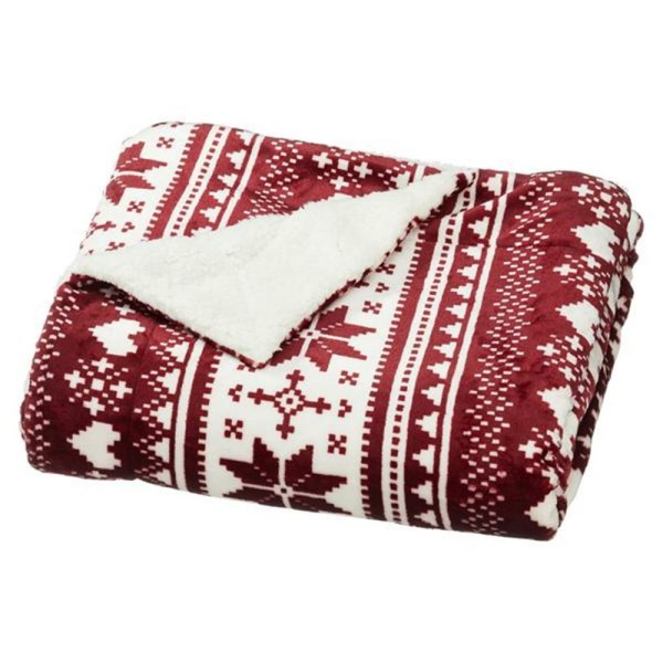 Deliving x Fleece Rot Weihnachten Wohndecke Polyester cm Weiß | 125 Gemustert 150
